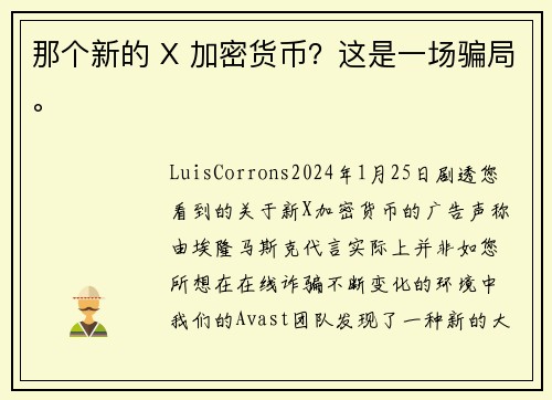 那个新的 X 加密货币？这是一场骗局。
