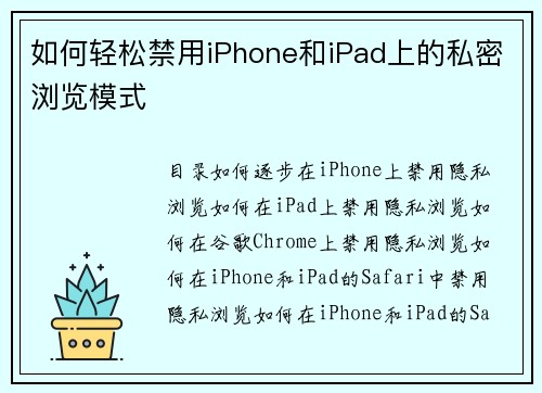 如何轻松禁用iPhone和iPad上的私密浏览模式
